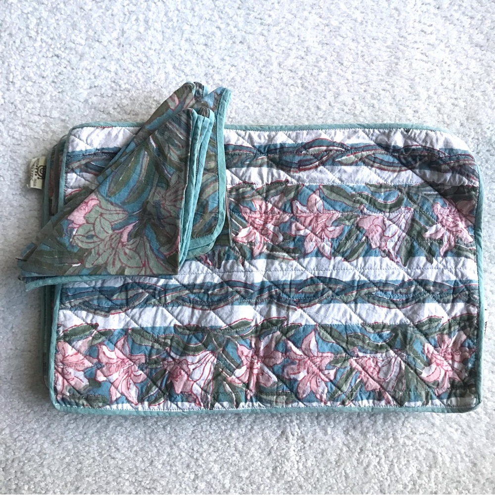 Vintage Anokhi Placemats with Matching Napkins (Set of 6)